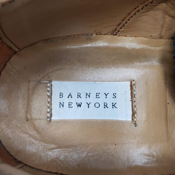 Barneys New York Shoes Men US 10 Black Wingtip Brogue Oxford Made Italy Lace Up - Picture 7 of 12